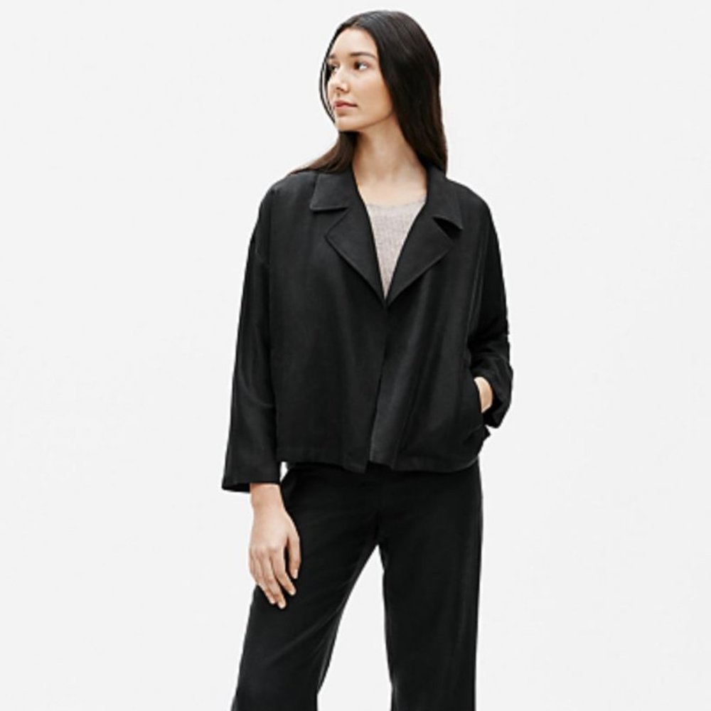 TENCEL & ORGANIC LINEN SLUB JACKET Black Size PP